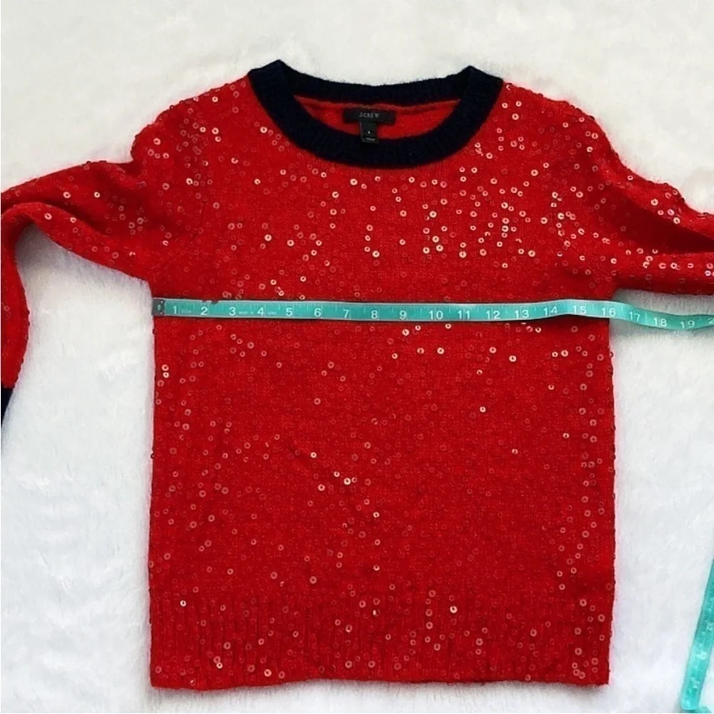 J. Crew Red and Blue Sequin Sweater Sz S NWOT